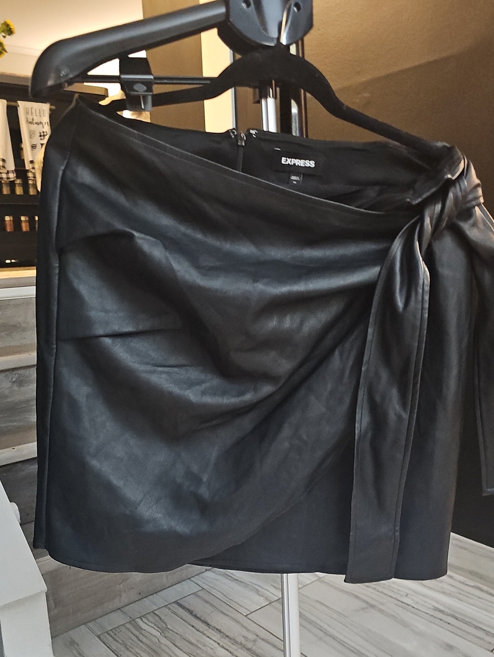 2-Pc Black Mini Skirt Bundle | Express Faux Leather & Leopard Wrap